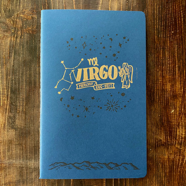 Virgo Zodiac Sign Hand Printed Journal