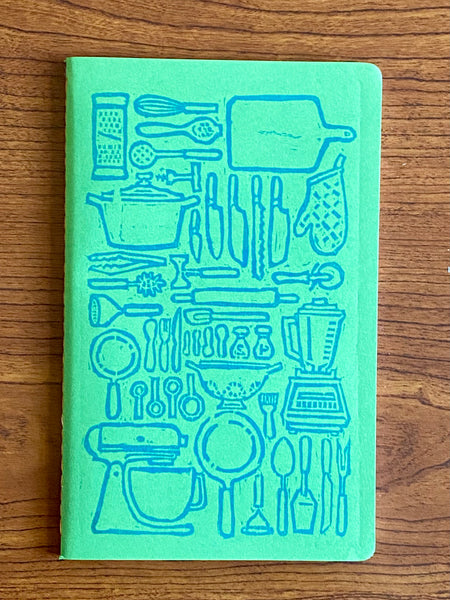 Kitchen Items Hand Printed Hand Stitched Wood Block Writing Journal