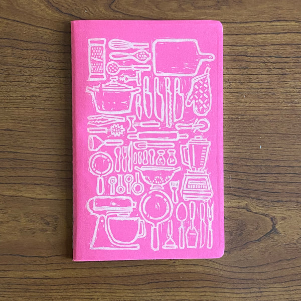Kitchen Items Hand Printed Hand Stitched Wood Block Writing Journal