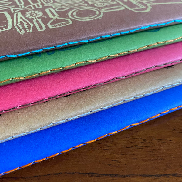 Kitchen Items Hand Printed Hand Stitched Wood Block Writing Journal