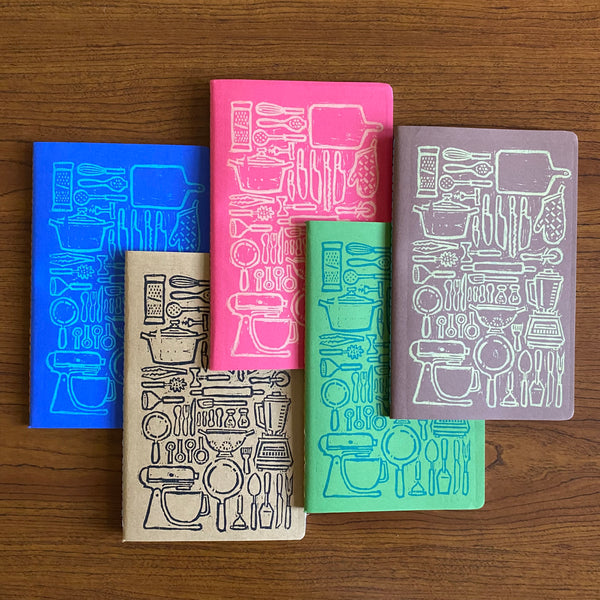 Kitchen Items Hand Printed Hand Stitched Wood Block Writing Journal