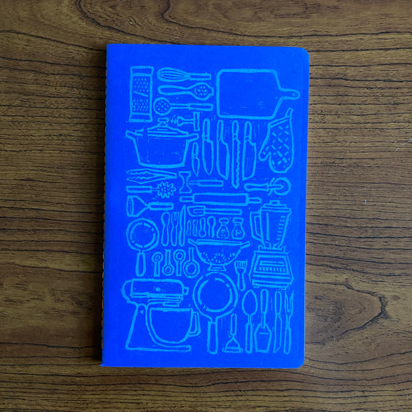 Kitchen Items Hand Printed Hand Stitched Wood Block Writing Journal