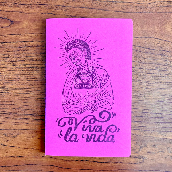 “Viva la Vida” Frida Kahlo Catrina Hand Printed Hand Stitched Journal
