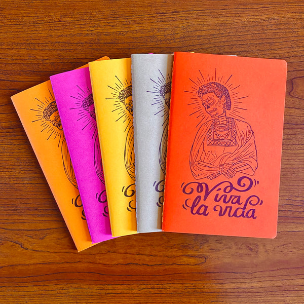 “Viva la Vida” Frida Kahlo Catrina Hand Printed Hand Stitched Journal