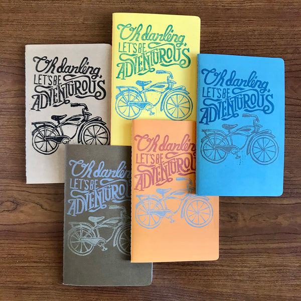 Two Color Blank Dotted Journal Individually Hand Printed Hand Stitched Oh Darling, Let’s Be Adventurous