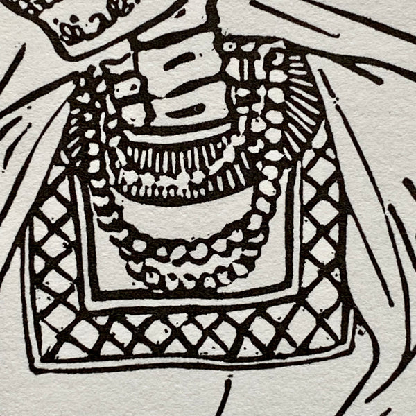 “Viva la Vida” Frida Kahlo Catrina, Hand Printed Linoleum on Paper