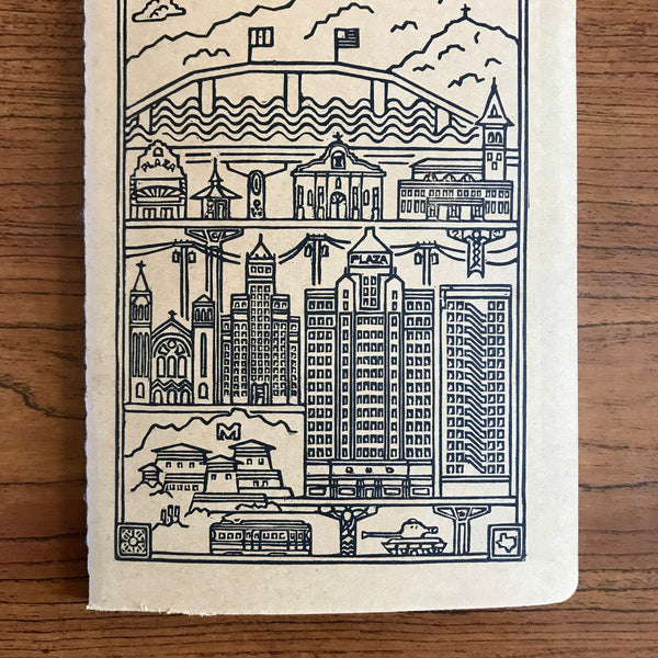 El Paso Texas Hand Crafted, Hand Printed and Stitched Moleskine Cahier Style , Soft Cover Writing Journal