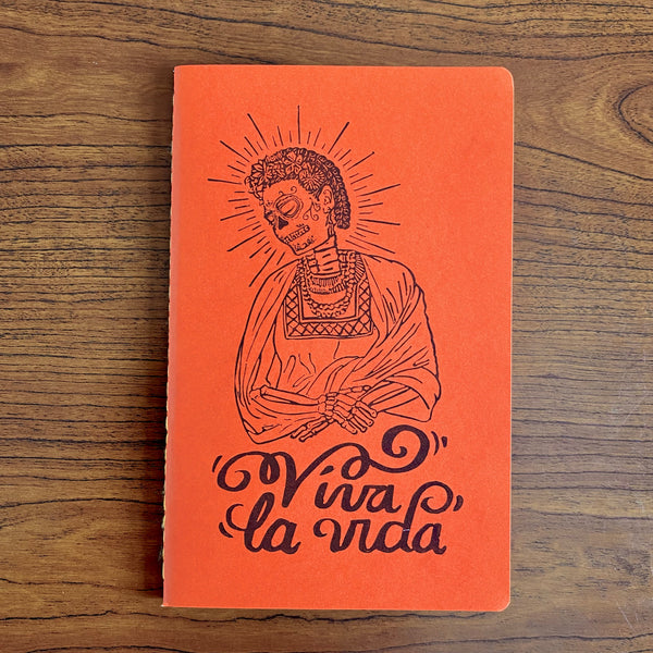 “Viva la Vida” Frida Kahlo Catrina Hand Printed Hand Stitched Journal