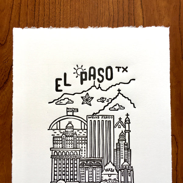 “Big Little City” Hand printed Linoleum