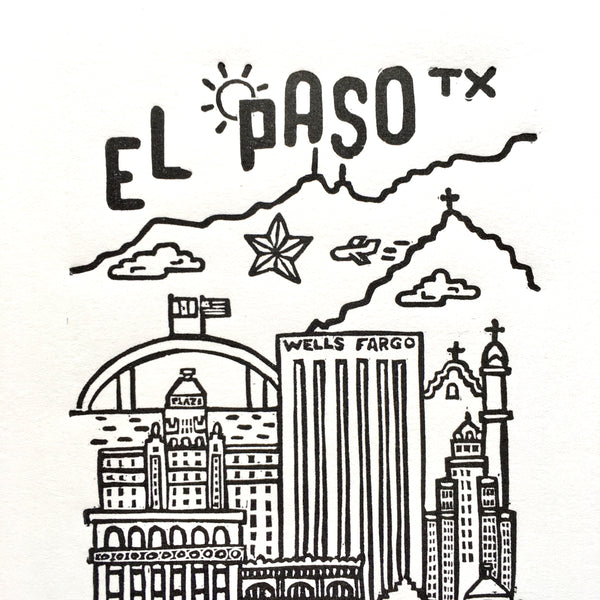 “Big Little City” Hand printed Linoleum
