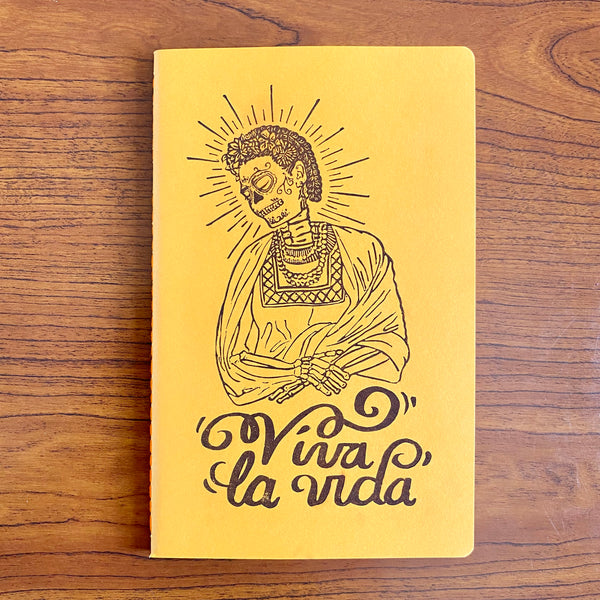 “Viva la Vida” Frida Kahlo Catrina Hand Printed Hand Stitched Journal