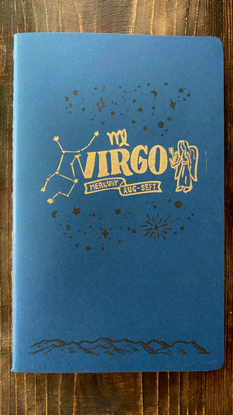 Virgo Zodiac Sign Hand Printed Journal