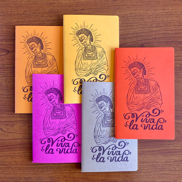 “Viva la Vida” Frida Kahlo Catrina Hand Printed Hand Stitched Journal