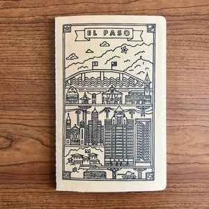 El Paso Texas Hand Crafted, Hand Printed and Stitched Moleskine Cahier Style , Soft Cover Writing Journal