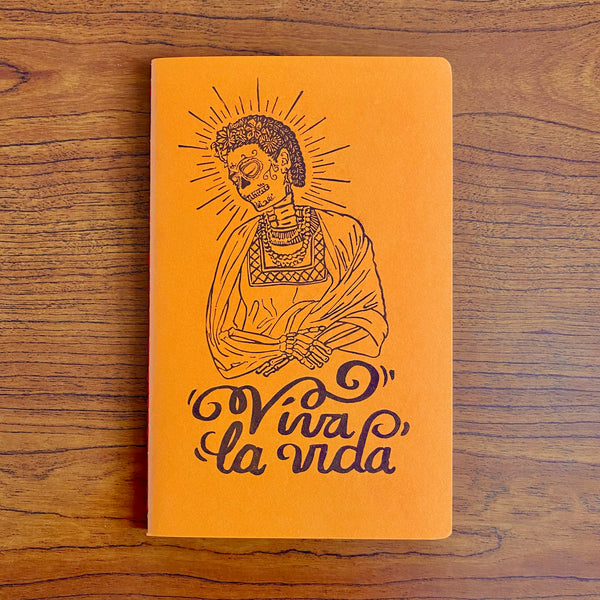 “Viva la Vida” Frida Kahlo Catrina Hand Printed Hand Stitched Journal